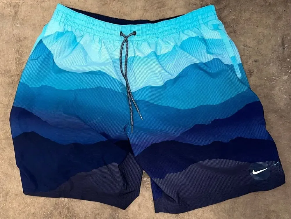 Nike Blue Gradient Swim Trunks Board Shorts Men's XXL